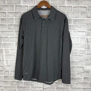 BYLT Premium Basics Lux Long Sleeve Polo Shirt Charcoal Gray Heather Mens Medium